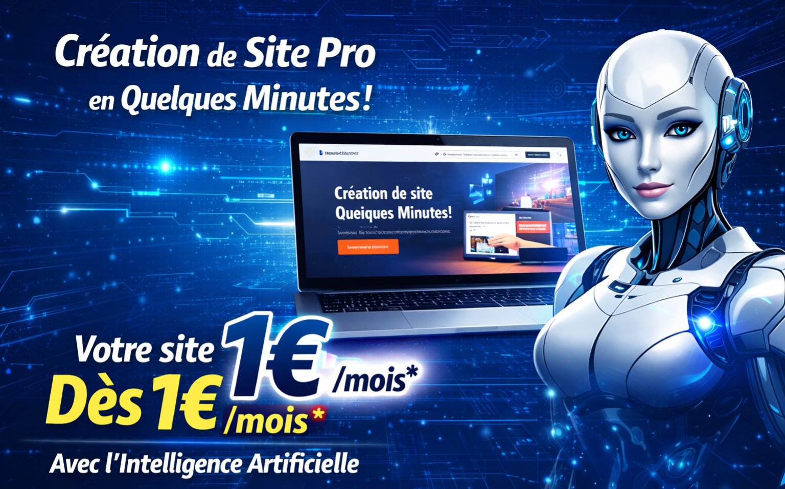 Créer un site internet avec l’ia à partir de 1€ par mois
